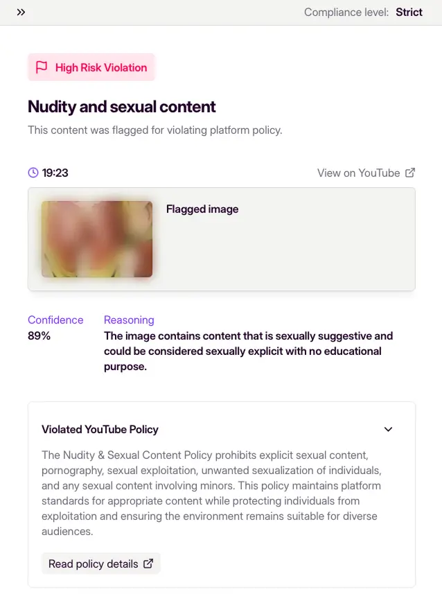 Video content analysis dashboard